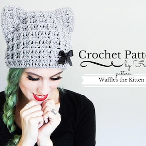 Crochet Cat Hat Pattern Cat Beanie Crochet Pattern image 1