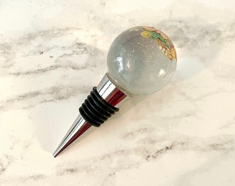 Bubbly Fruits Round Resin Wine Bottle Stopper One of a Kind