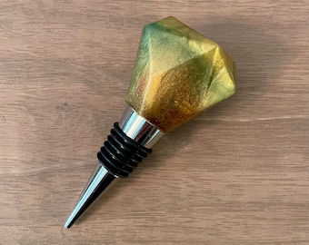 Earth Tones Faceted Resin Wine Bottle Stopper One of a Kind