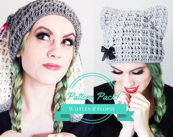 PATTERN PACK Crochet Bunny & Kitten Crochet Hat Patterns