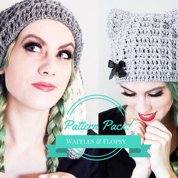 PATTERN PACK Crochet Bunny & Kitten Crochet Hat Patterns