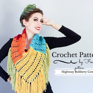 Crochet Pattern Fringed Colorblock Bandana Cowl