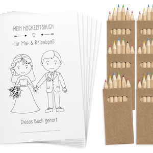 Malbücher Gastgeschenk Hochzeit für Kinder Set mit Buntstiften Hochzeitsmalbuch Alternative zu Gästebuch Malbuch Vintage Stifte Bild 1