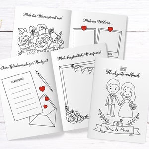 Malbücher Gastgeschenk Hochzeit für Kinder Set mit Buntstiften Hochzeitsmalbuch Vintage Alternative Gästebuch Boho Malbuch weiß rot Bild 8
