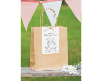 Children's bag for children for the wedding in a set - guest gift surprise bag for wedding coloring book coloring book and pens colored pencils brown gift bag