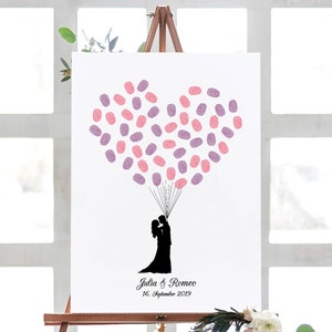Gästebuch Hochzeit Alternative weiß Vintage Hochzeitsgästebuch Holz Stempel Wedding Tree Luftballons Leinwand Baum