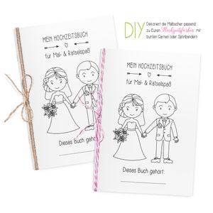 Malbücher Gastgeschenk Hochzeit für Kinder Set mit Buntstiften Hochzeitsmalbuch Alternative zu Gästebuch Malbuch Vintage Stifte Bild 6