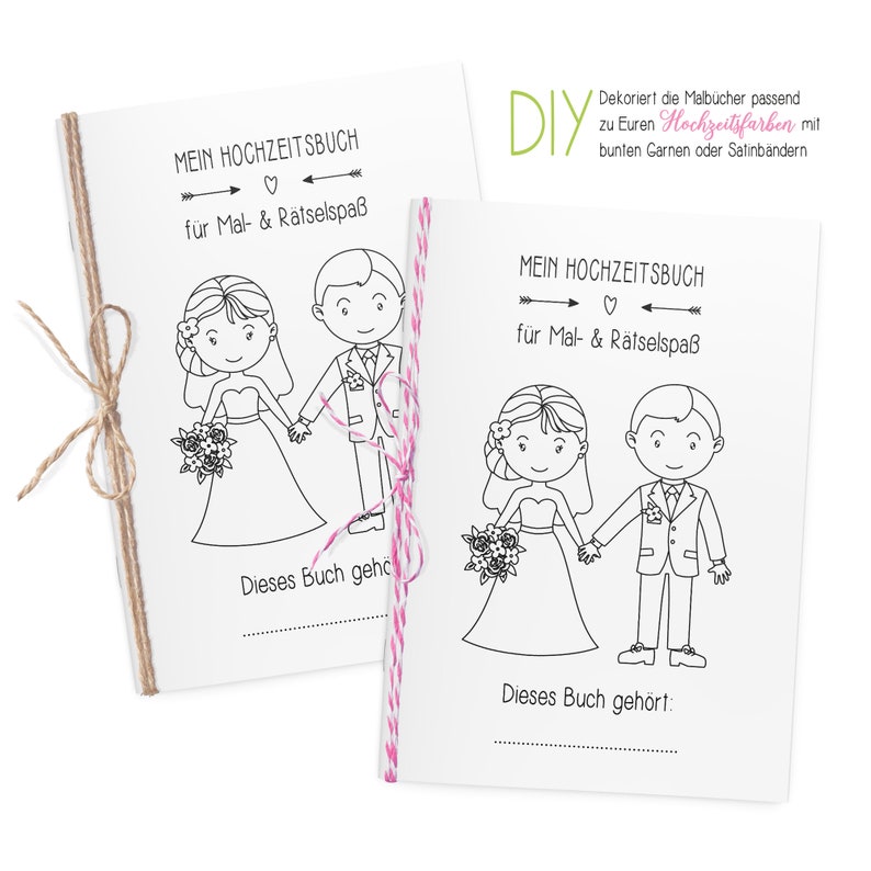 Malbücher Gastgeschenk Hochzeit für Kinder Set mit Buntstiften Hochzeitsmalbuch Alternative zu Gästebuch Malbuch Vintage Stifte Bild 6