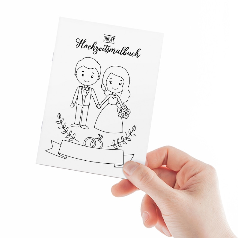 Malbücher Gastgeschenk Hochzeit für Kinder Set mit Buntstiften Hochzeitsmalbuch Vintage Alternative Gästebuch Boho Malbuch weiß rot Bild 7