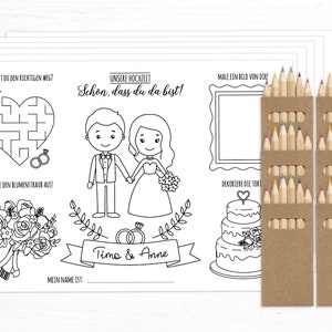 Regalo de invitado Plantillas de mesa para niños para la boda con lápices de colores Almohadilla de pintura Libro de visitas alternativo Libro para colorear libro para colorear