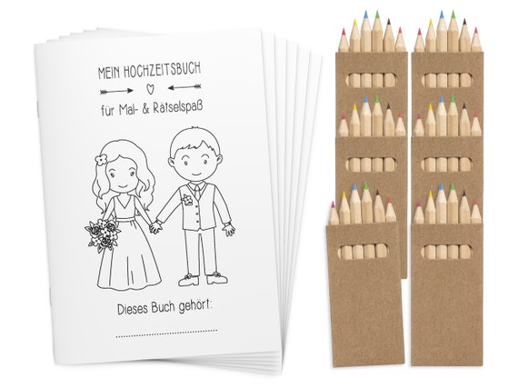 Libro para Colorear de Boda para NiñOs Juego de 10 Libro de Dibujo Boda  para NiñOs con 12 Crayones Y 52 Pegatinas Regalos de Invitados Perfectos  para