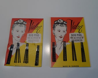 2 vintage bob pins cards,