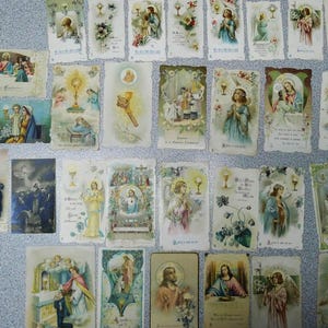 Magnifique lot d'images pieuses antiques (30) de Première Communion et Eucharistie