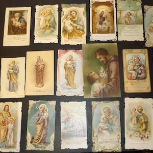 Magnifique lot d'images pieuses antiques (20) de saint Joseph.
