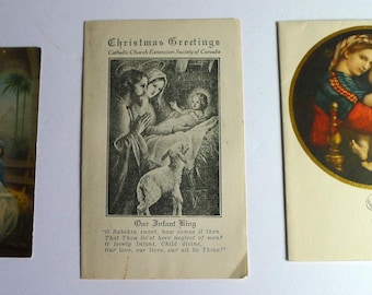 Lot of 3 antique Christmas  holy cards - 1929-39-49 in english