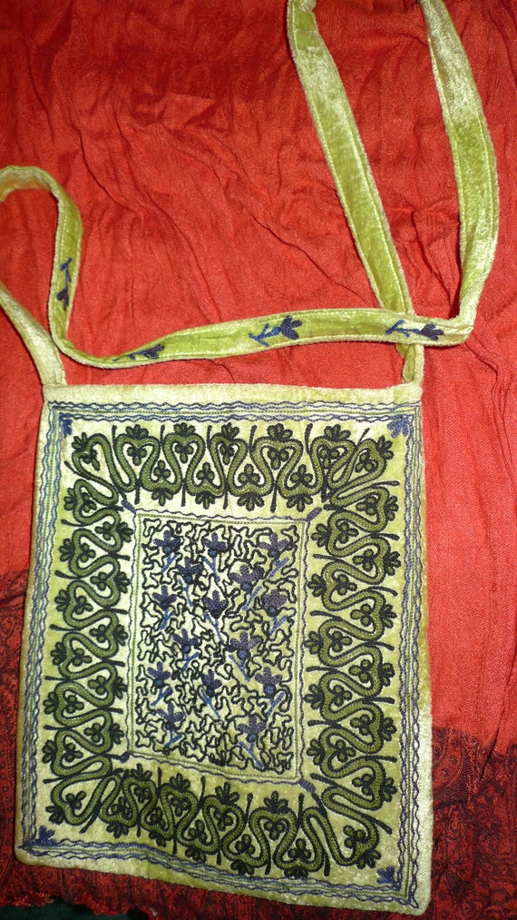 lime green velvet bag