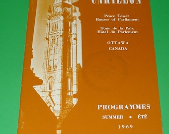 Vintage 1969 CARILLON,Peace Tower Ottawa -Summer programmes, Programmes du CARILLON  de la Tour de la Paix à Ottawa - été 1969