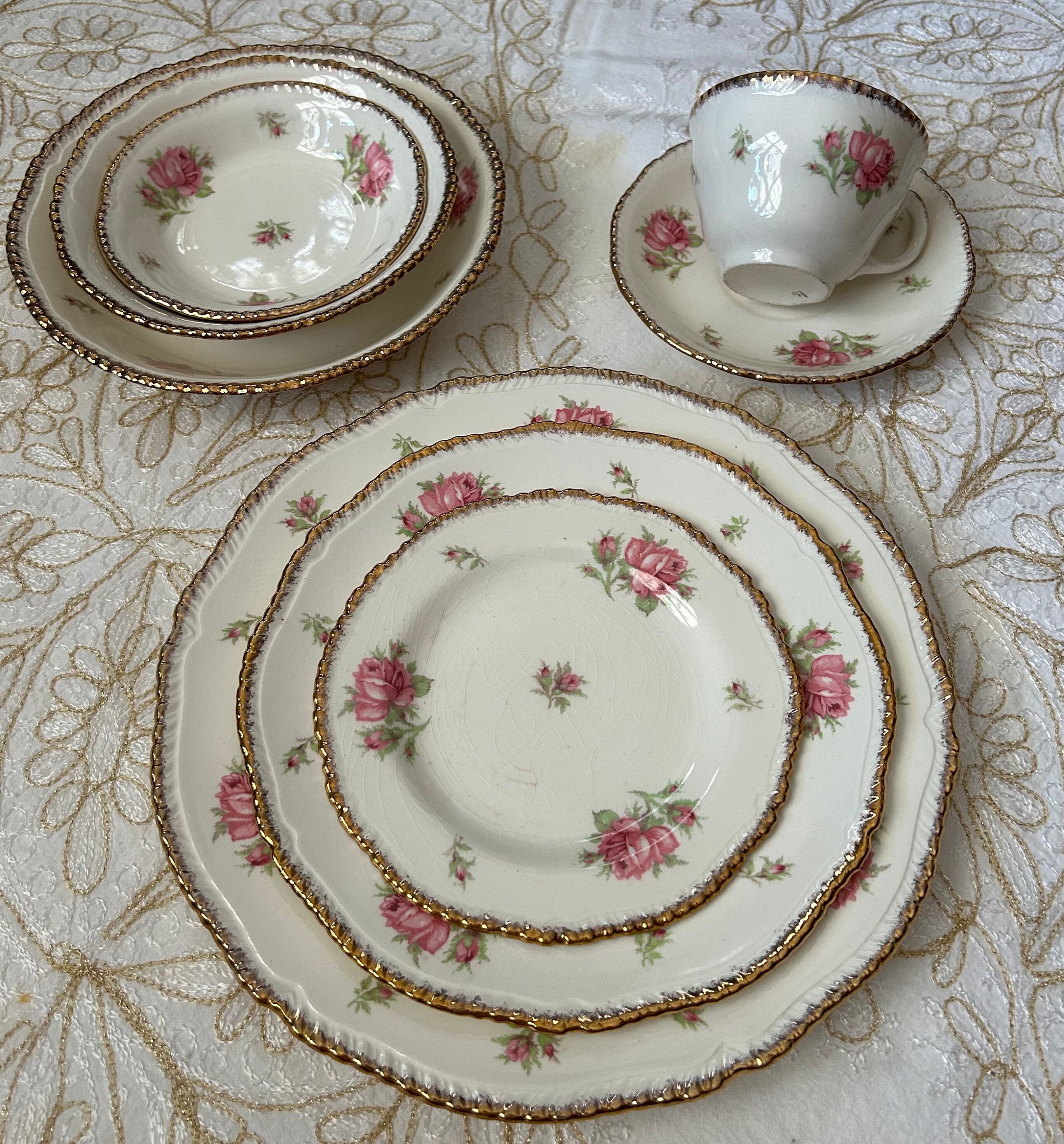RARE Woods Ivory Ware, England, 8 Piece Place Setting