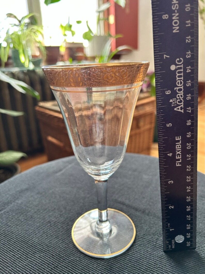 Vintage Tiffin Minton Clear Optic Glassware With Gold Encrusted Trim Etsy