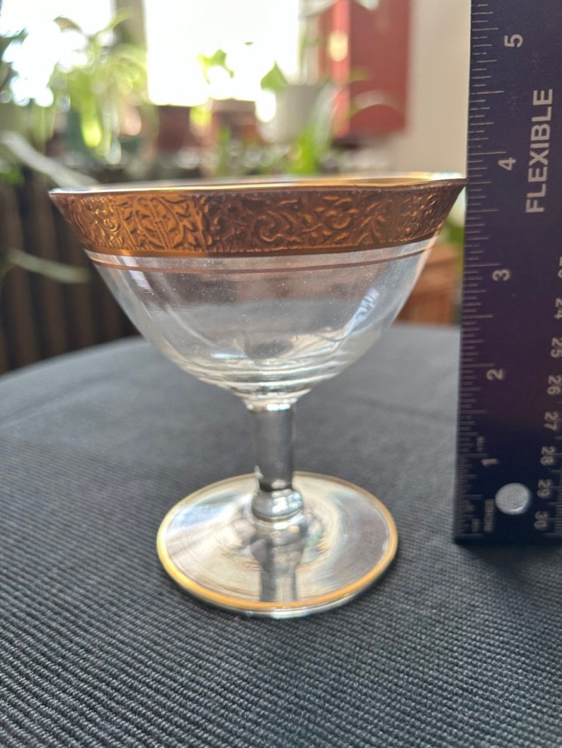 Vintage Tiffin Minton Clear Optic Glassware With Gold Encrusted Trim Etsy