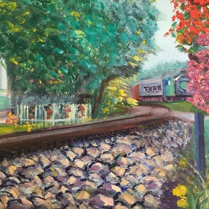 Plein Air Painting of Railroad Tracks at LaGrange, near Louisville, Kentucky