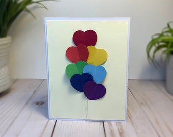 Pride Rainbow Heart Balloon Card for Any Occasion