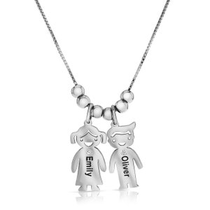 Collar con dije de nombre para madre e hijo, colgante de diamante con nombre para madre e hijo, chapado en oro, regalo personalizado, collar grabado personalizado, 0,06 ct