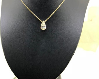 Solitaire Pear diamond gold pendant necklace 0.75 carat GIA certificate pear diamond pendant gold necklace solitaire diamond free shipping