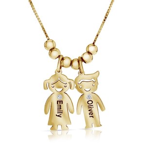 Collar con nombre de madre e hijo, colgante con nombre de madre e hijo, collar de regalo personalizado chapado en oro, collar grabado personalizado, collar de plata