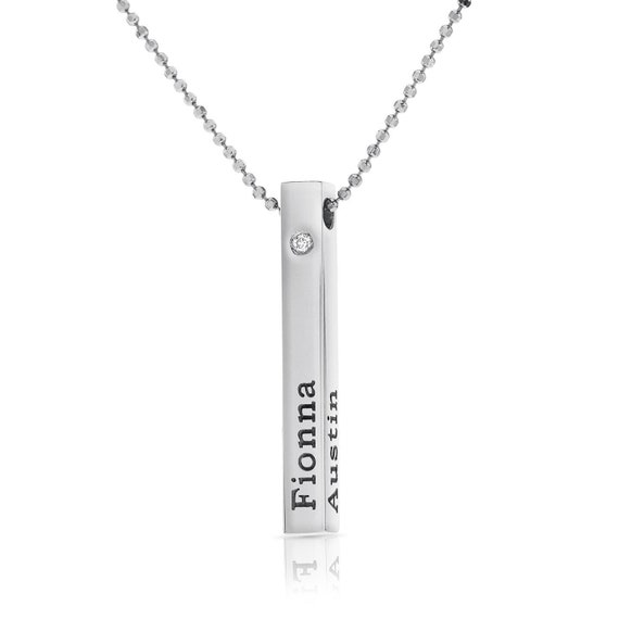 Custom Diamond 3d Bar Name Necklace Bar Name Pendant Gold Etsy