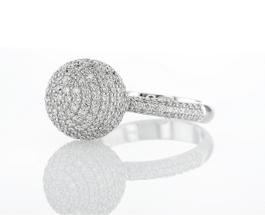 Diamond Ball Gold Ring, Disco Ball Ring, Globe Ring, Natural Diamonds ...