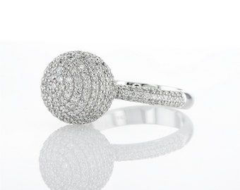 Diamond ball gold ring, disco ball ring, globe ring, natural diamonds, pave ring, cocktail ring, bling ring, iced out, diamond ball ring,