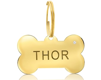 Personalized dog name tag gold plated diamond, gold plated dog tag, personalized dog tag, custom dog tag, pet tag,dog name tag,owner address