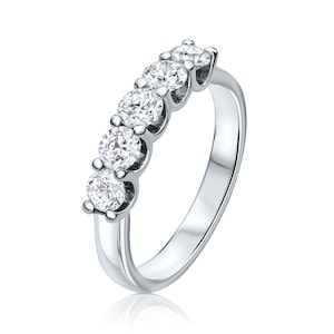 1 Carat 5 Stone Diamond Anniversary Ring Band 14K White Gold, Anniversary Gift For Her, 5 year anniversary gift, half eternity band