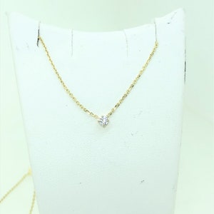 Solitaire Diamond Pendant Necklace, 0.10Ct f col, 14k gold necklace, round diamond necklace, Diamond and gold necklace,Solitaire Round