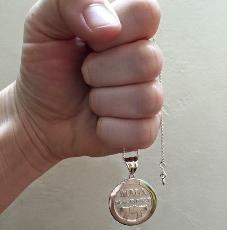 MMA Black Belt Sterling Silver pendant and necklace for Mixed Etsy