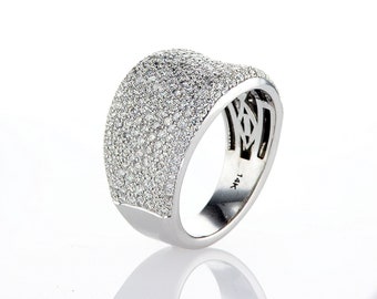 Stunning Wide Pave Natural Diamond Ring - 14K White Gold, 2.25 Carats - Exquisite Elegance on Etsy!