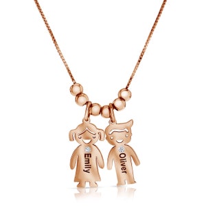 Collar con nombre de madre e hijo, colgante con nombre de madre e hijo, collar de regalo personalizado chapado en oro, collar grabado personalizado, collar de plata