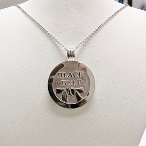 Black Belt Silver pendant and necklace, martial arts jewelry, black belt pendant, silver necklace, black belt necklace, martial arts necklac