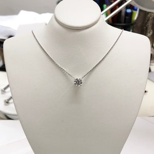 Solitaire Diamond Pendant Necklace, 0.75Ct D col, 14k white gold necklace, round diamond necklace, Diamond and gold necklace,Solitaire Round