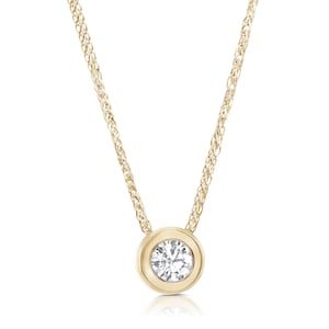 Solitaire pendant, round diamond necklace, solitaire necklace, natural diamond, Bezel diamond, Diamond bezel, minimalist necklace, gift