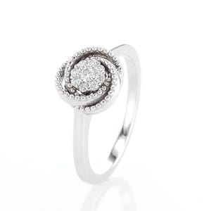Anillo de flor con diamantes, anillo de oro blanco de 14k, anillo de diamantes, anillo de diamantes con forma de flor, anillo de diamantes en forma de flor en oro de 14k, diamantes naturales