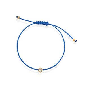 Solitaire diamond bracelet, macrame bracelet, rope bracelet, thread bracelet, friendship bracelet, 0.10 ct, unisex bracelet, blue bracelet