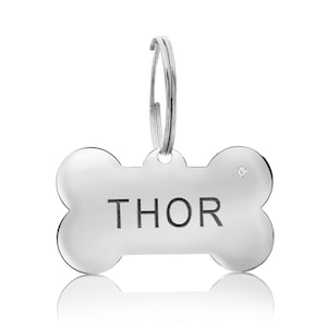 Personalized gold plated diamond dog tag, gold plated dog tag, personalized dog tag, custom dog tag, pet tag, dog name tag, owner address