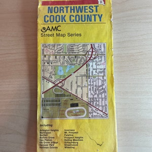 Contea di Northwest Cook / Serie di mappe stradali AMC / Mappa cartacea di Chicago degli anni '90