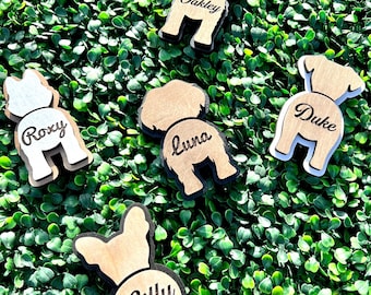 2 layered dog magnet 3.5" tall perfect gift for friends and family. Custom fridge magnet to hold pictures of your pup. Personalized magnets.