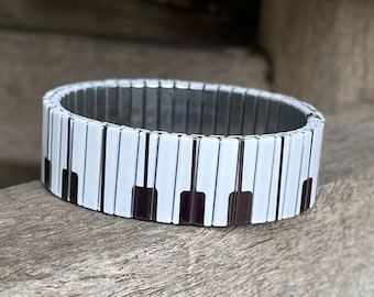 Music Lover Piano Bracelet – Stainless Steel Stretch Wrist Art