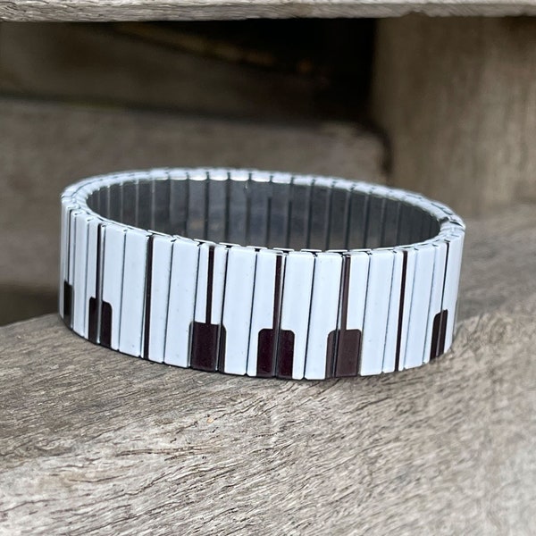 Stainless steel stretch bracelet, Piano keys Wrist-Art