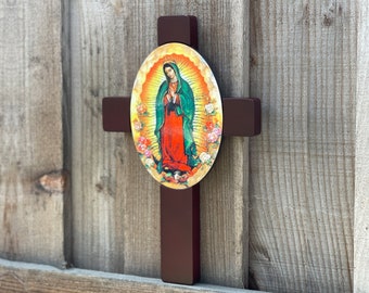 Personalized Memorial Photo Cross: Mahogany Remembrance Decor