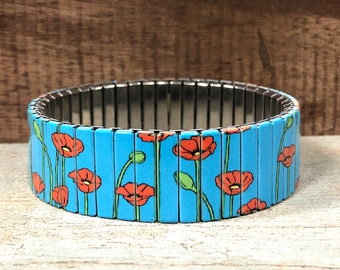 Stainless steel stretch bracelet, Poppies Wrist-Art